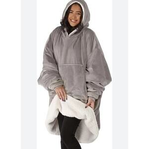 The COMFY Wearable Blanket Snuggie GRAY Hoodie Unisex One Size SUPER WARM!